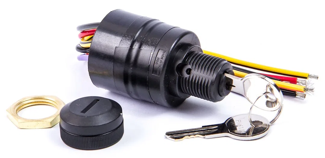 MP41090-1 – SIERRAMARINE Ignition Switch, Universal With 6 Wire Connection Dash Mount Back Up Nut: Plastic With Keys